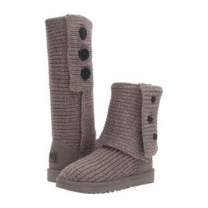 Ugg Classic Dark Grey Knit Cardy Boots Size 10